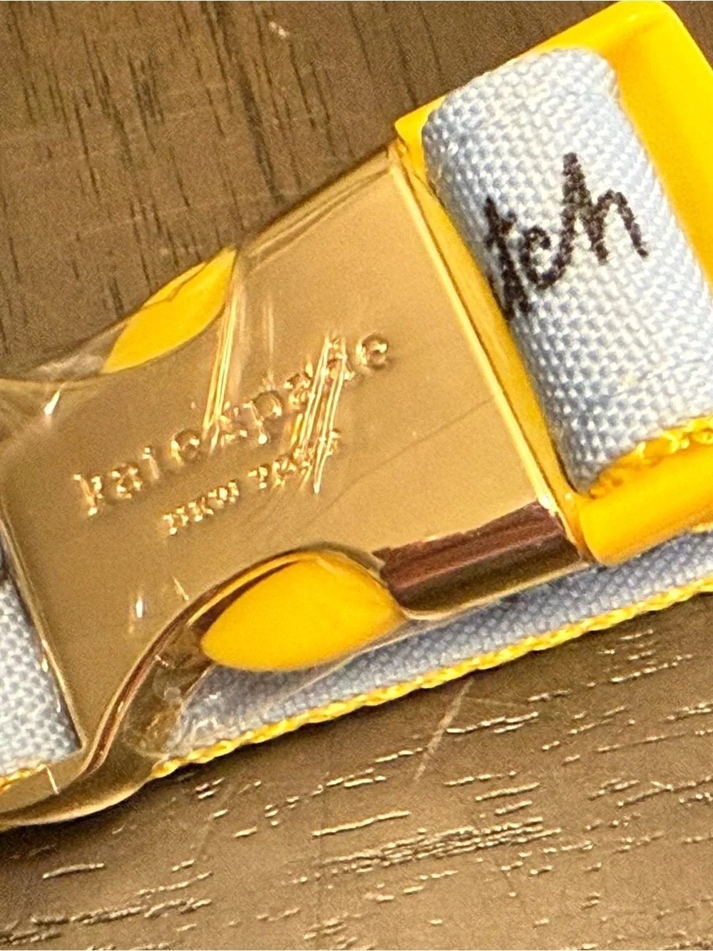 kate spade Blue and Yellow Kids Dog Collar with Gold Hardware